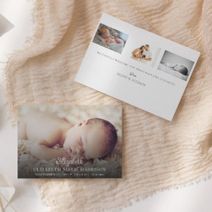 Nieuwe Baby Foto Elegante Geboorteaankondiging Kaart