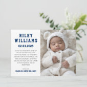 Nieuwe baby foto geboorte aankondiging (Staand voorkant)