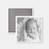 Nieuwe Baby Foto Zwart Wit Tijdloze Keepsake Sweet Magneet (Voorkant / Achterkant)