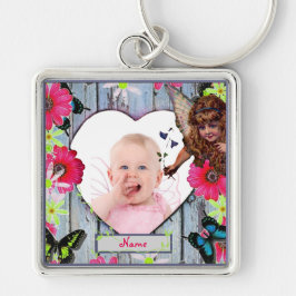 Nieuwe baby fotocadeau bloemenfee sleutelhanger