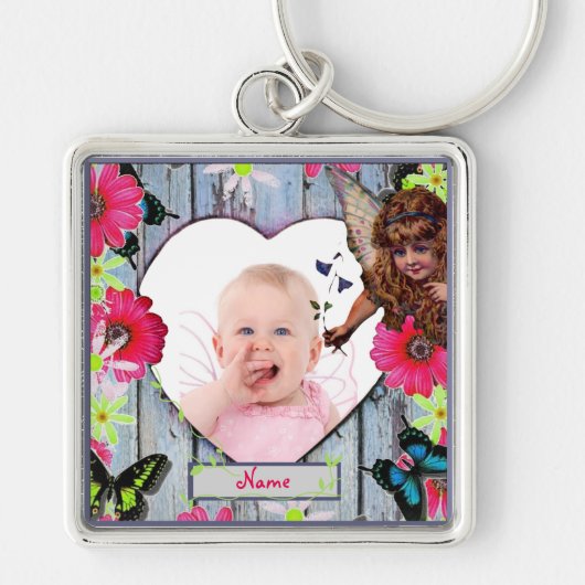 Nieuwe baby fotocadeau bloemenfee sleutelhanger (Voorkant)