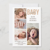 Nieuwe baby geboorte aankondiging foto collage dan (Voorkant)