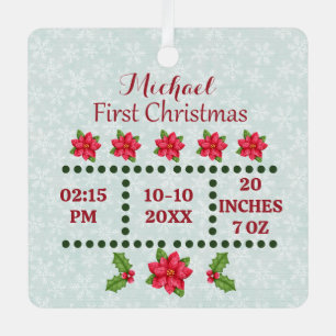Nieuwe baby geboorte statistieken Kerstmis, geboor Metalen Ornament