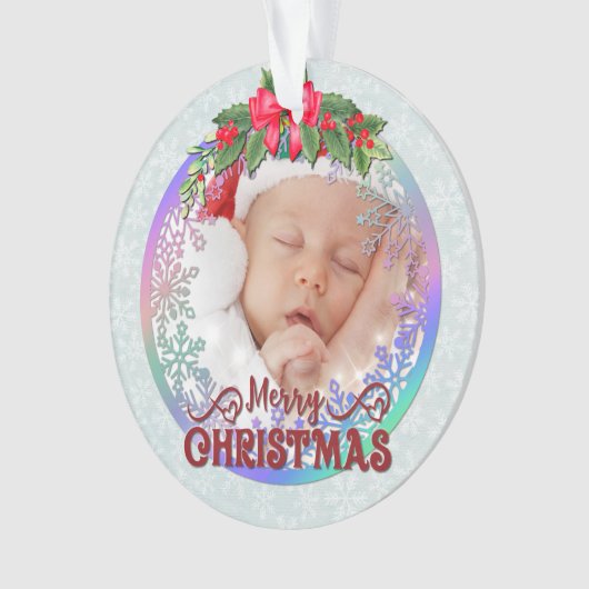 Nieuwe baby geboorte statistieken Kerstmis, geboor Ornament (voorkant)