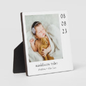 Nieuwe Baby Geboorte Stats Foto Fotoplaat (Voorkant)