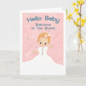 Nieuwe Baby Girl Gefeliciteerd Kaart (Gele Bloem)