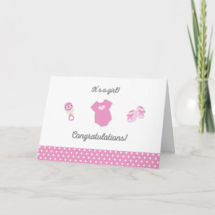 Nieuwe Baby Girl Gefeliciteerd Kaart