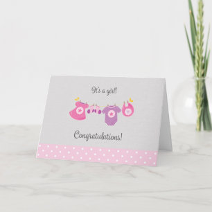 Nieuwe Baby Girl Gefeliciteerd Kaart