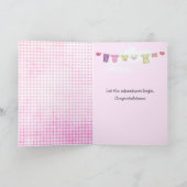 Nieuwe Baby Girl Voetafdrukken op Gingham Kaart (Binnen)