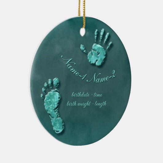 Nieuwe Baby-hand n footprint Keramisch Ornament (Rechts)