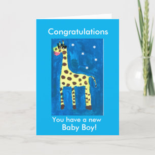 Nieuwe baby jongen giraffe kaart