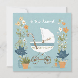 Nieuwe baby jongen meisje wandelwagen felicitaties kaart