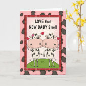 Nieuwe baby - Koeien voor nieuwe ouders Kaart (Gele Bloem)