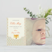 Nieuwe Baby Meisje Aankondiging Fotokaart Woodland (Staand voorkant)