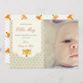 Nieuwe Baby Meisje Aankondiging Fotokaart Woodland (Voorkant / Achterkant)