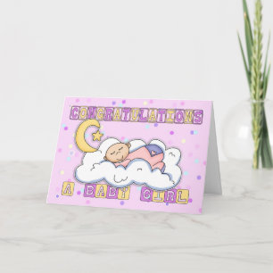 Nieuwe baby meisje gefeliciteerd kaart