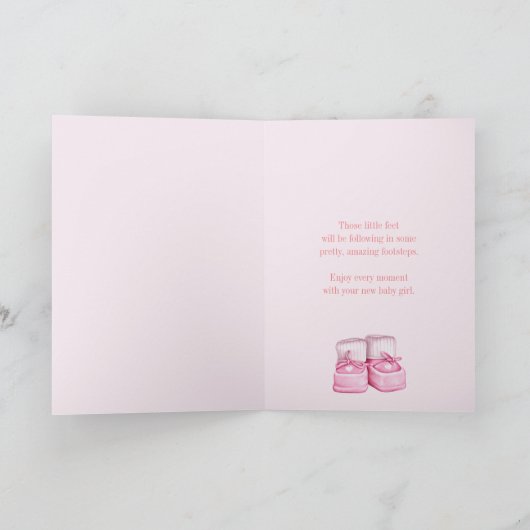 Nieuwe baby meisje roze stippen wenskaart kaart (Binnen)