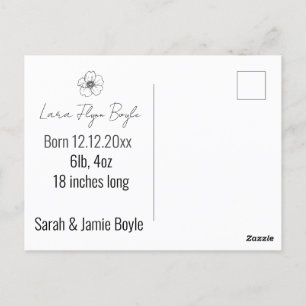 nieuwe baby meisje roze, welkom geboorteaankondigi briefkaart