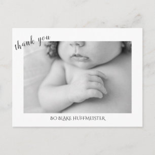 Nieuwe Baby Modern Bedankt B / W Foto Briefkaart