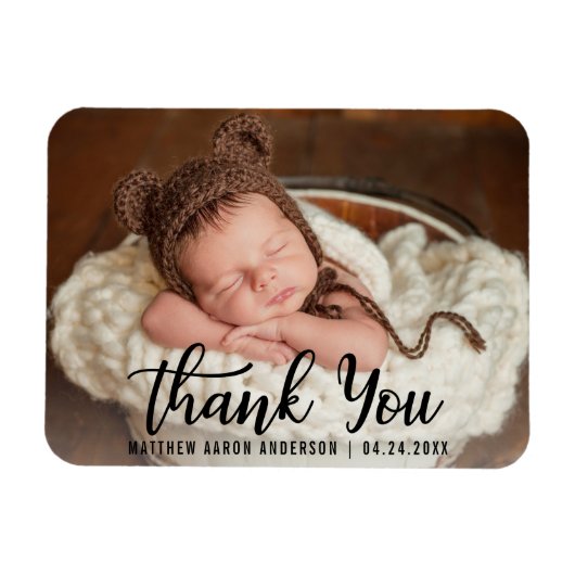 Nieuwe Baby Modern Dank u Blk Magneet (Horizontaal)