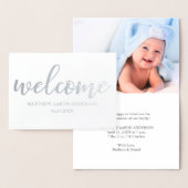 Nieuwe baby moderne aankondiging zilver (Display)