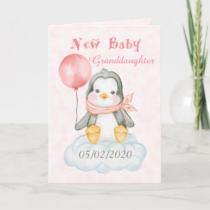 Nieuwe Baby Penguin kleindochter gepersonaliseerd Kaart