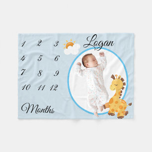 Nieuwe Baby Peuter Mijlpaal Giraffe Herinnering Fo Fleece Deken