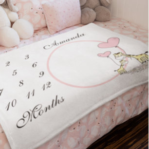 Nieuwe baby peuter mijlpaal Roze Giraffe Foto Fleece Deken