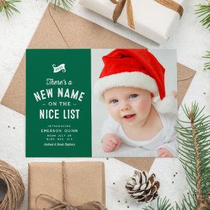 Nieuwe baby schattige twee foto groene Kerstmis Feestdagenkaart