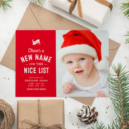 Nieuwe baby schattige twee foto rode Kerstmis Feestdagenkaart