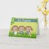 Nieuwe Baby Triplet Boys Cute Monkey Kaart (Gele Bloem)