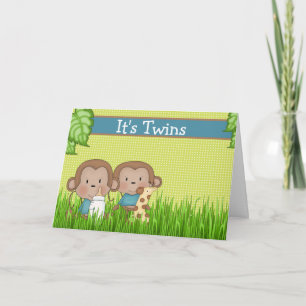 Nieuwe Baby Twin Boys Cute Monkey Kaart