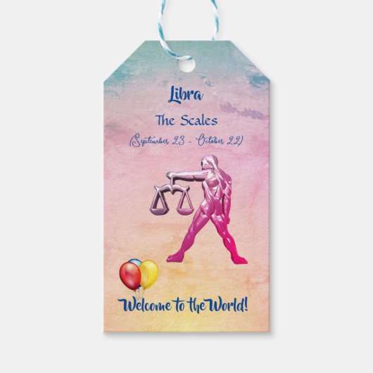 'Nieuwe baby - Weegschaal' Cadeaulabel (Voorkant)