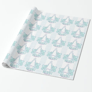 Nieuwe baby welkom neefje naam blauw wrap cadeaupapier