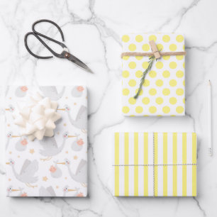 Nieuwe babydradenpapierset van 3 opbergen inpakpapier vel