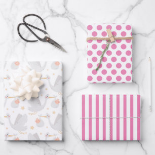 Nieuwe babydradenpapierset van 3 opbergen inpakpapier vel