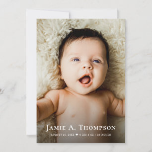 Nieuwe babyfoto's Dank je wel Hart Modern geboorte Aankondiging