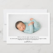 Nieuwe babygeboorte Aankondiging Dank je (Achterkant)