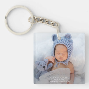 Nieuwe Babyjongen Foto Sleutelhanger