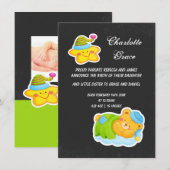 Nieuwe babyster en slapende Teddy Bear Aankondiging (Voorkant / Achterkant)