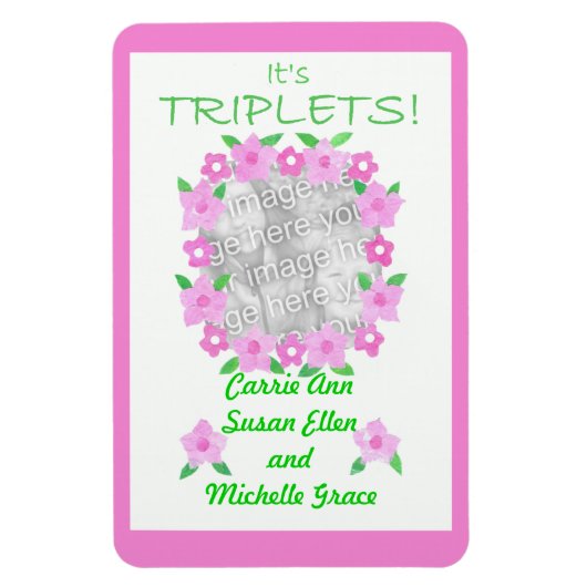 Nieuwe babytriplets Aankondiging Flexible Magnet Magneet (Verticaal)