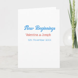 nieuwe beginnen koppel huwelijksnaam datum blauw r kaart