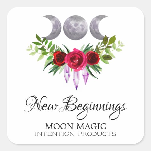 Nieuwe Beginnings Intentie Kaars Vierkante Labels (Voorkant)