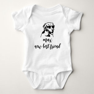Nieuwe beste vriend Specialized Dog Name Baby Gift Romper