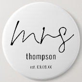 Nieuwe Bride Mrs Script Name Keepomwille Ronde Button 6,0 Cm (Voorkant)