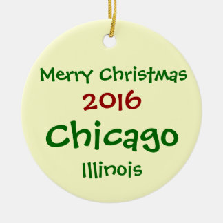 NIEUWE CHICAGO ILLINOIS MERRY CHRISTMAS-ORNAMENT V KERAMISCH ORNAMENT
