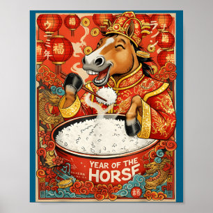 Nieuwe Chinese Dierenriem Paard Rijst Poster