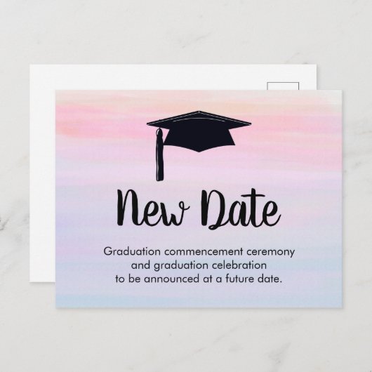Nieuwe datum Afstuderen uitstel Briefkaart (Voorkant / Achterkant)