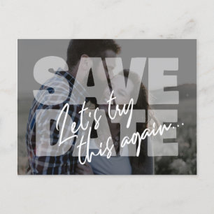 Nieuwe datum bruiloft probeer deze opnieuw opslaan aankondigingskaart