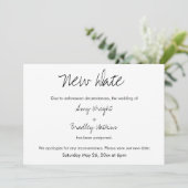 "Nieuwe datum" Casual uitgestelde huwelijksaankond Kaart (Staand voorkant)